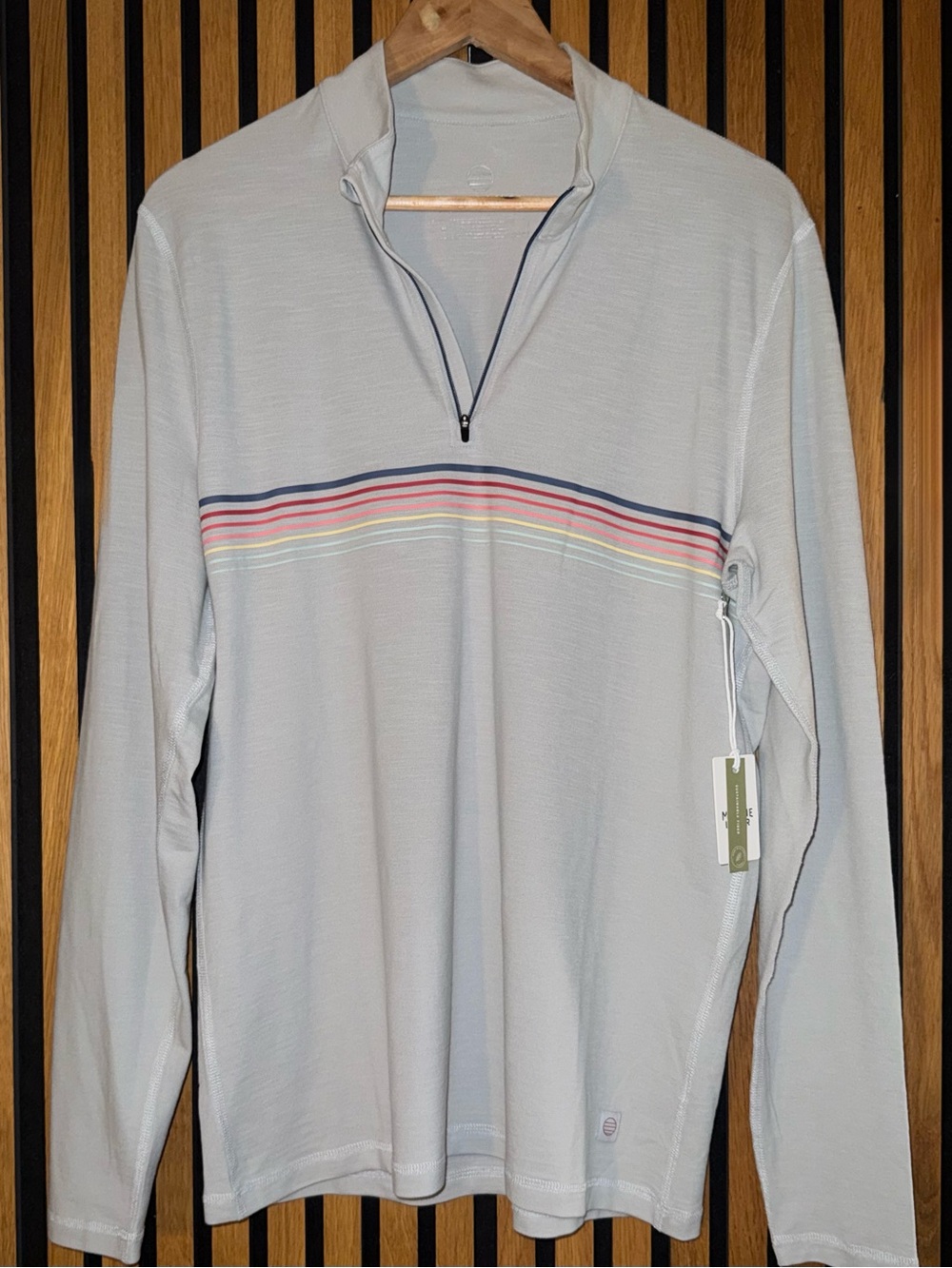 NWT Marine Layer Midweight Air Quarter-Zip Pullover in “High Rise Stripe”